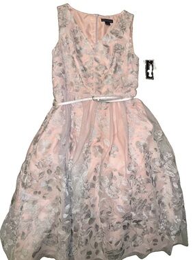 Jessica Howard Pink and Silver Floral Glitter Party Dress